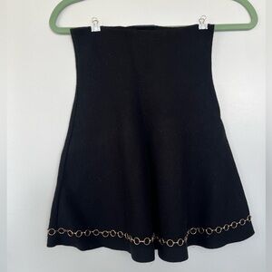 Zara Knit High Waisted Skirt with Gold Chain Design